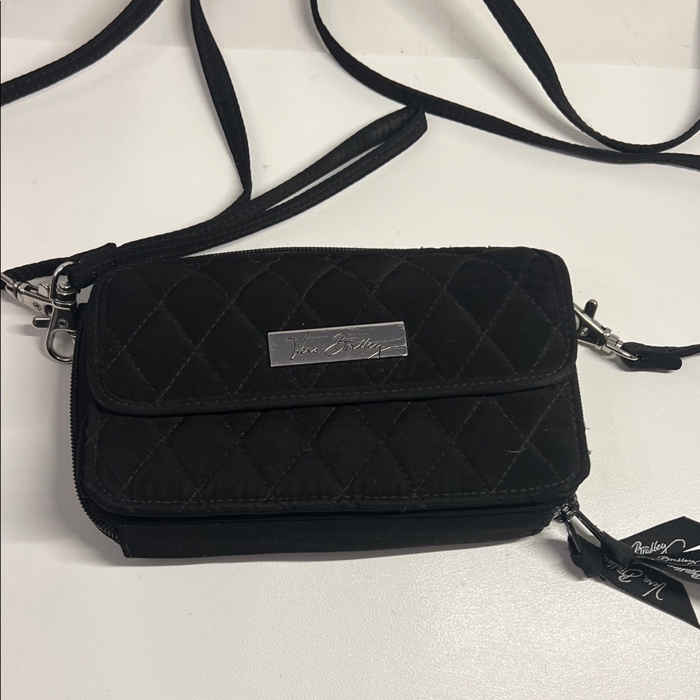 Vera Bradley Black Quilted Crossbody Wallet Purse